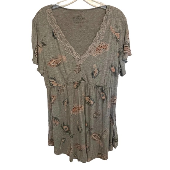 Gray Feather Print Sleep Dress - Picture 2 of 11